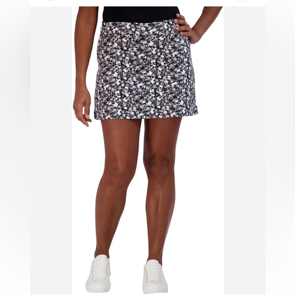 Tranquility Womens Skort Skirt Tapestry Black White Pull On Stretch Size S